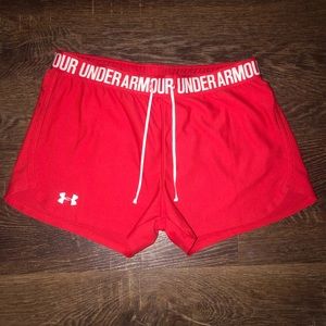 Red UA shorts